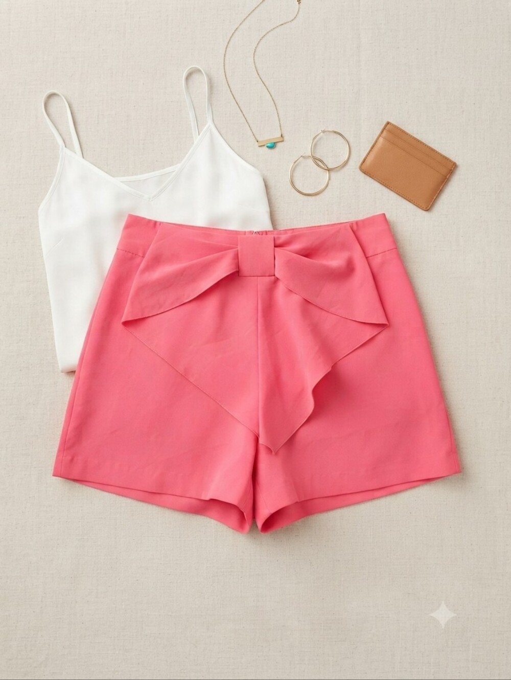 I.N. San Francisco Pink Bow Front Detail Shorts